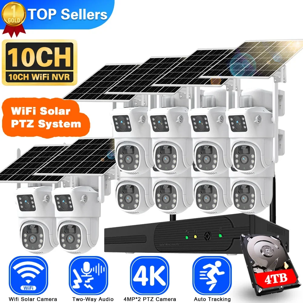 Home Security Nvr - 4K 8MP Dual Lens Wifi Solar