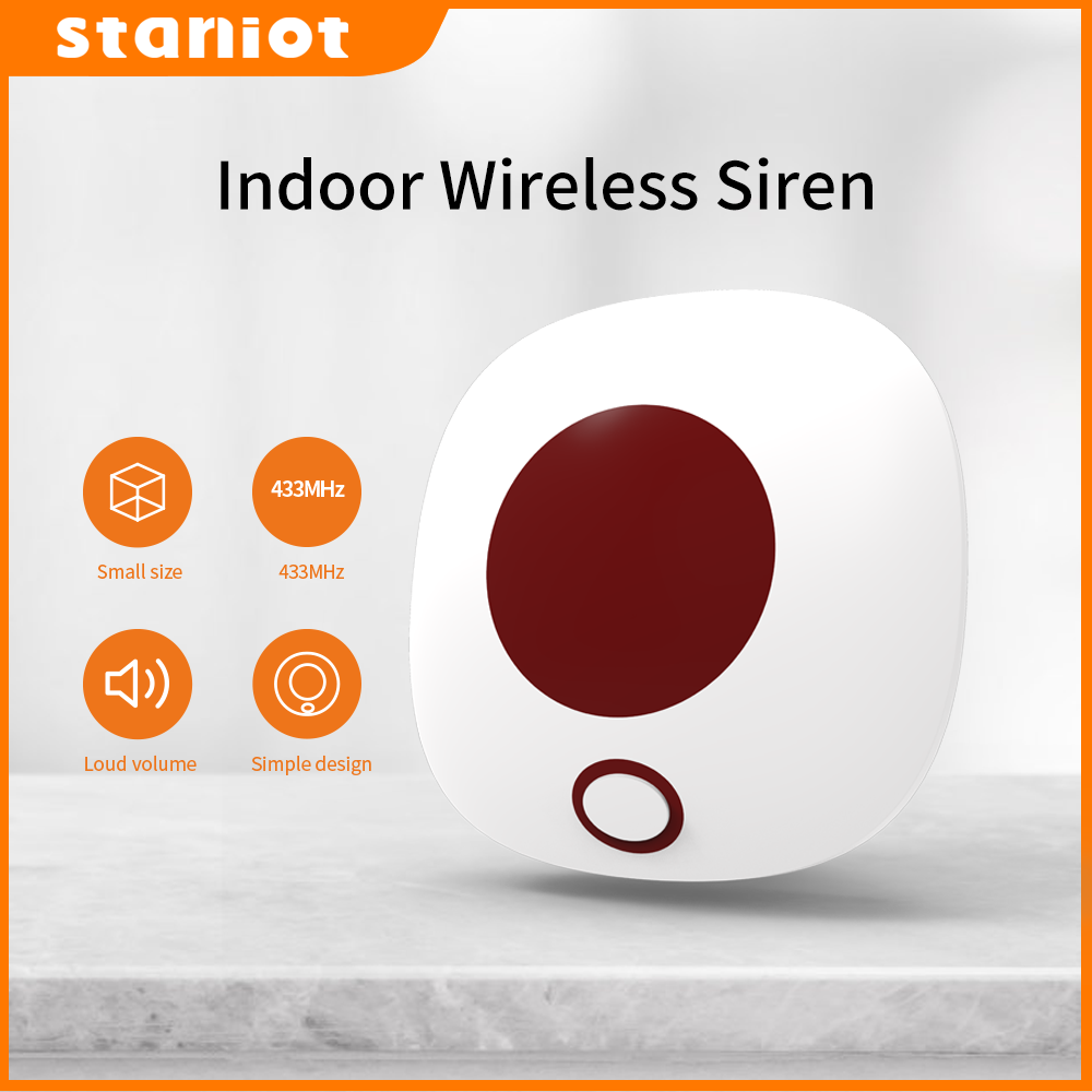 Home Security Siren - Staniot Indoor Wireless Siren 433Mhz Burglar