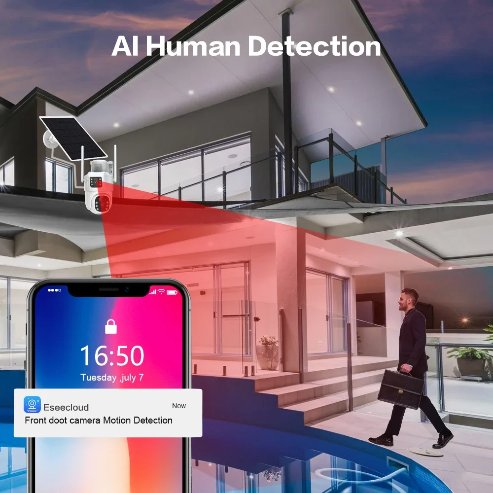 4K 8MP Dual Lens Wifi Solar CC - Home Security Nvr ulasan dan harga