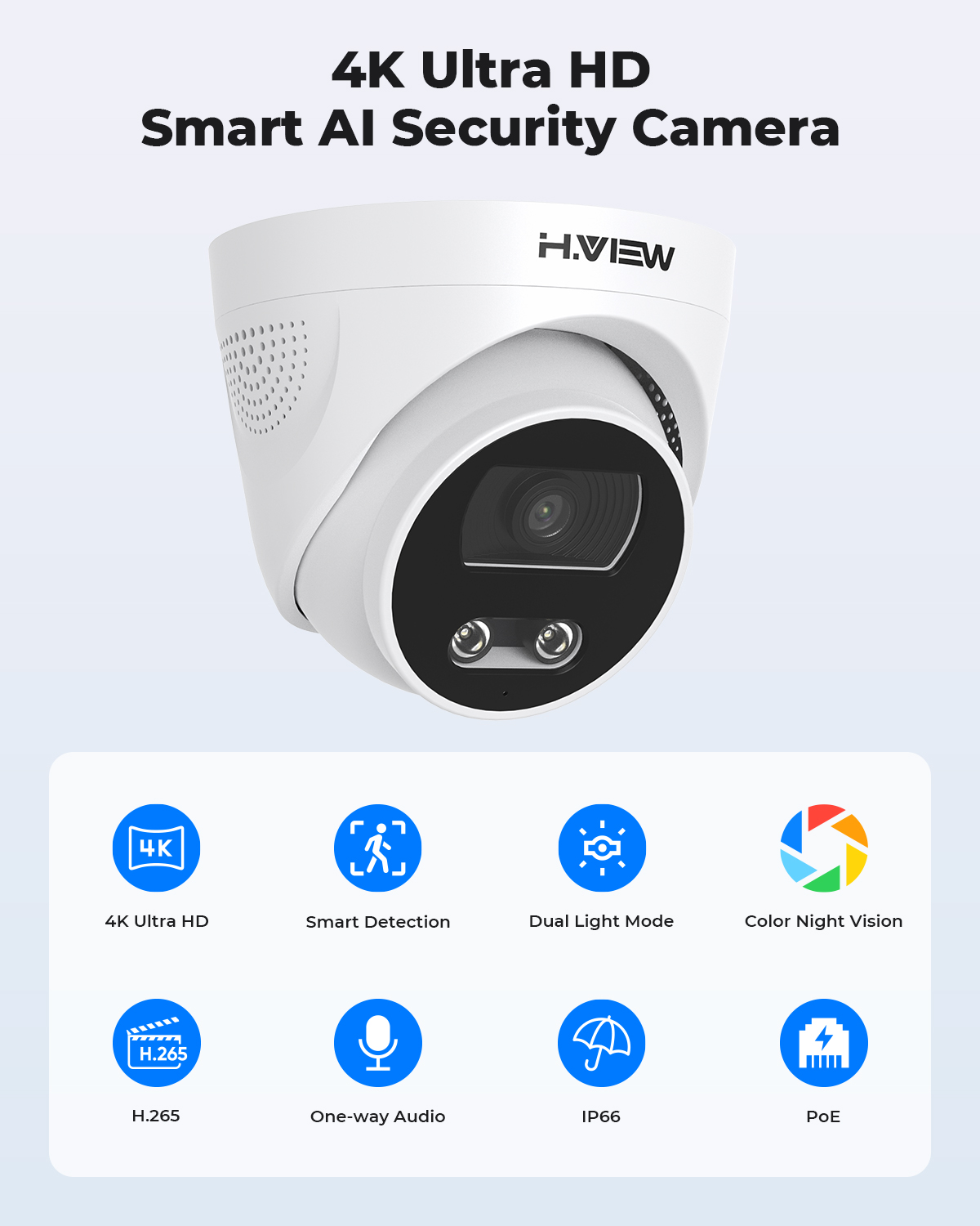 H.View 8Mp Poe Ip Camera Ai Fa - Home Security Nvr ulasan dan harga