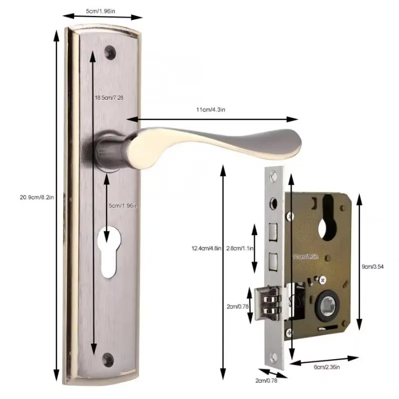 Gold Door Handle Lock Silent H - Home Security Kitchener ulasan dan harga