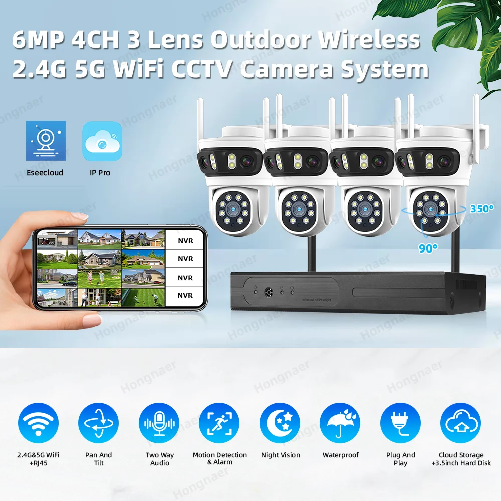 2026 Hongnaer 6MP 4CH 3 Lens 2 - Home Security And Cctv ulasan dan harga