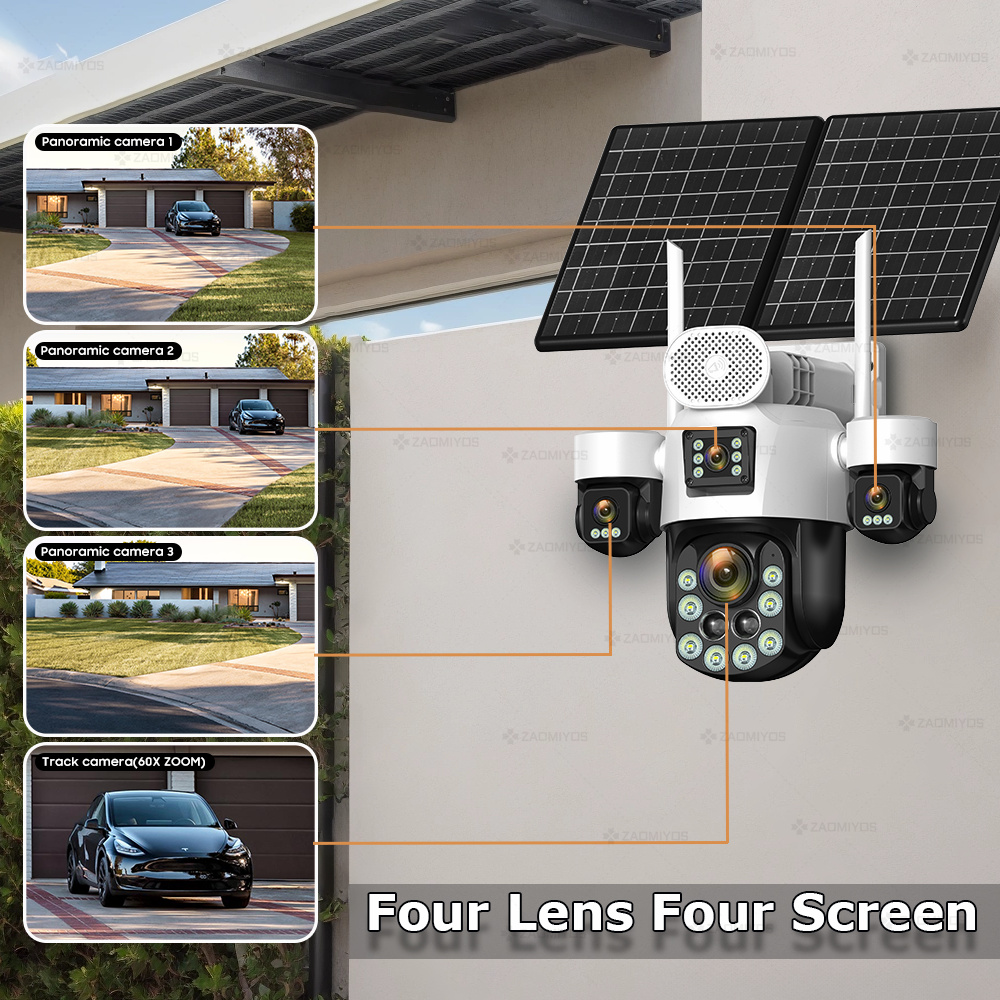4 Lens Outdoor 360° Surveillan - Home Security And Cctv ulasan dan harga