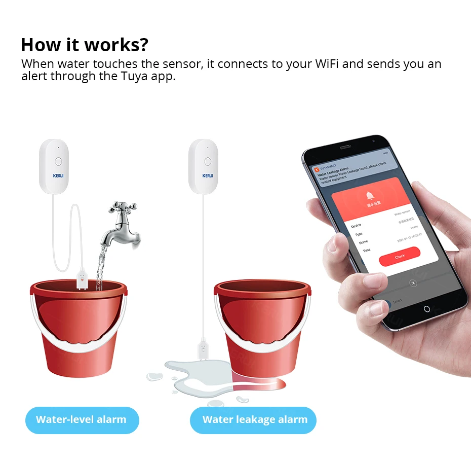 KERUI WiFi Water Sensor Smart  - Home Security Kitchener ulasan dan harga