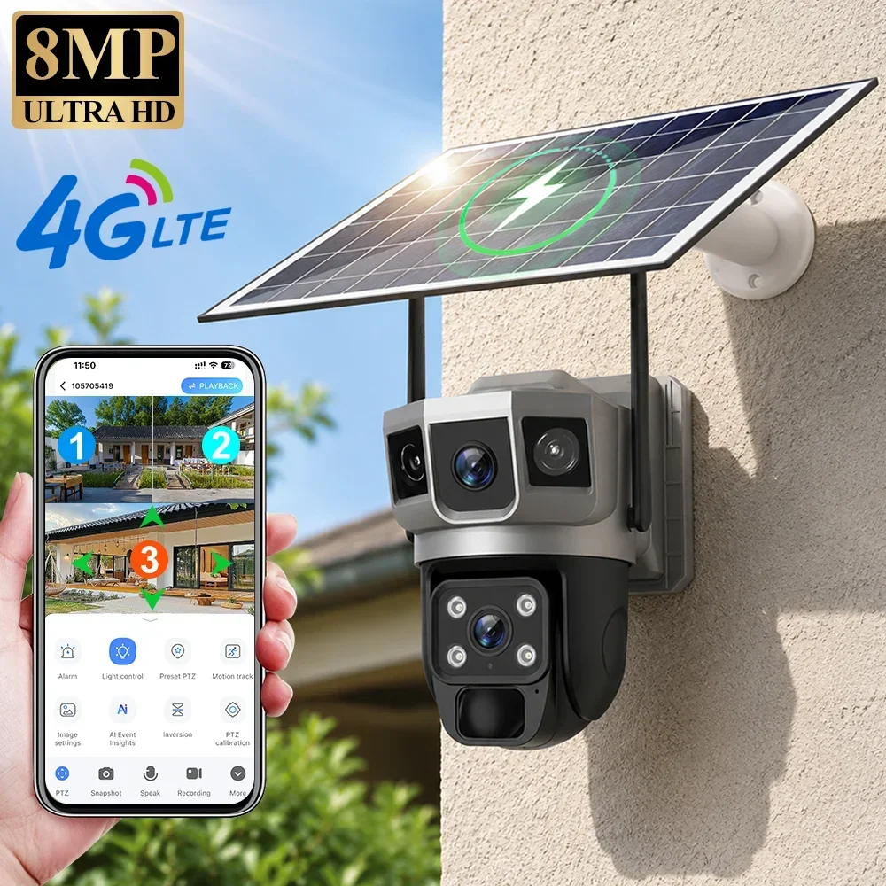 V380 4K 3 Screens 4G Camera So - Home Security And Cctv ulasan dan harga