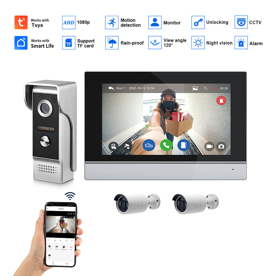 7Inch IPS Screen 2MP  Tuya Rem - Home Security Group ulasan dan harga