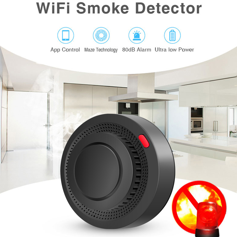 2.4G WiFi Smoke Detector Wirel - Home Security Kitchener ulasan dan harga